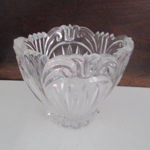 Heavy Crystal Diamond Shaped Vintage cut glass bowl or vase